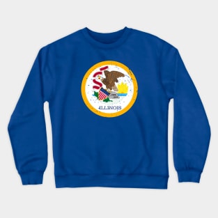 Retro Illinois State Flag // Vintage Illinois Grunge Emblem Crewneck Sweatshirt